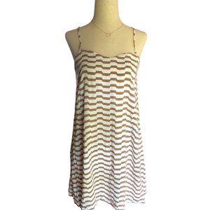 Naked Zebra Chevron Mini Dress Women Size Small‎ Spaghetti Straps Cotton Lining